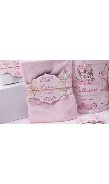 Trusou botez fetita tematic si personalizat cu ponei Pink Carousel 5